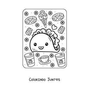 Desenho para colorir de taco kawaii grande