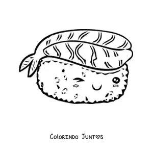 Desenho para colorir de sushi kawaii grande