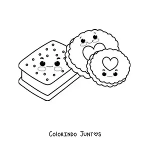 Desenho para colorir de biscoitos e sorvete kawaii