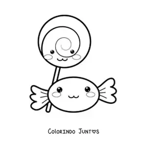 Desenho para colorir de pirulito e bala kawaii