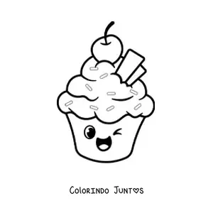 Desenho para colorir de cupcake animado