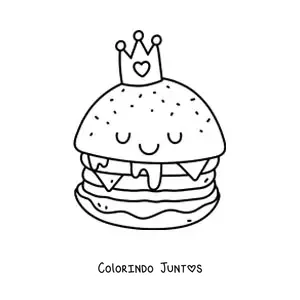 Desenho para colorir de hambúrguer kawaii