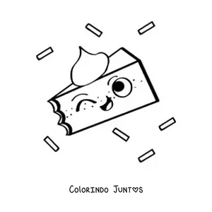 Desenho para colorir de fatia de bolo animada