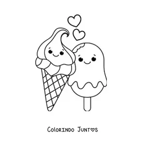 Desenho para colorir de sorvetes kawaii grandes