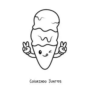 Desenho para colorir de casquinha de sorvete animada grande