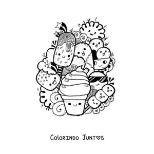 Desenho para colorir de sorvetes kawaii