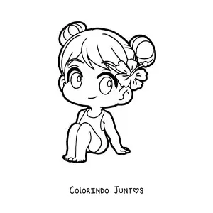 Desenho para colorir de menina kawaii sentada de maiô