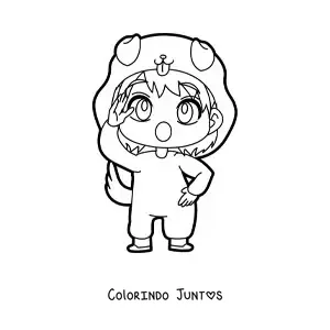 Desenho para colorir de boneca kawaii com fantasia de cachorro