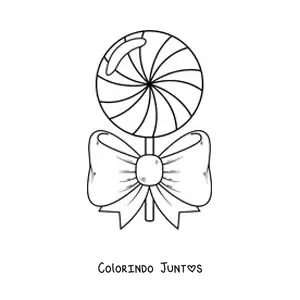 Desenho para colorir de um pirulito com um laco grande