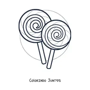 Desenho para colorir de dois pirulitos em espiral