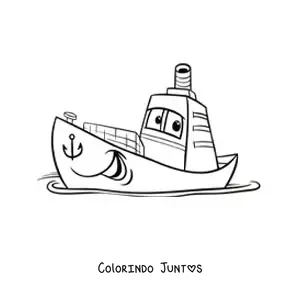 Desenho para colorir de barco animado