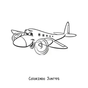 Desenho para colorir de aviao animado
