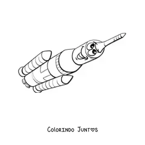Desenho para colorir de foguete animado