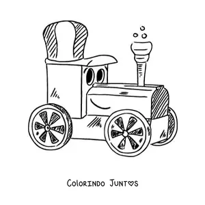 Desenho para colorir de trem animado grande