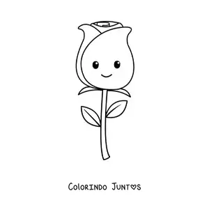 Desenho para colorir de rosa kawaii facil