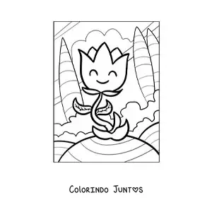 Desenho para colorir de tulipa animada grande