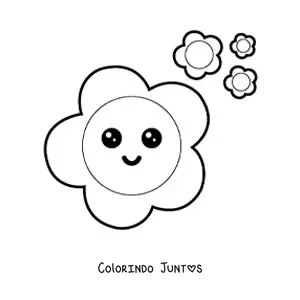 Desenho para colorir de flores kawaii grandes