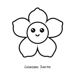 Desenho para colorir de flor kawaii grande facil