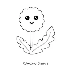 Desenho para colorir de dente-de-leao kawaii grande facil