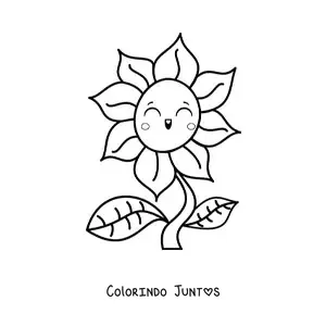 Desenho para colorir de flor kawaii grande bonita
