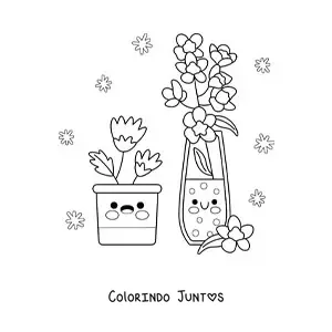 Desenho para colorir de 2 vasos com flores bonitas