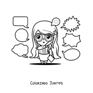 Desenho para colorir de professora kawaii dando aula