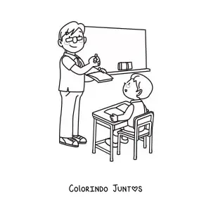 Desenho para colorir de professor e aluno