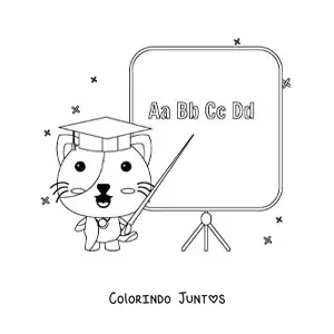 Desenho para colorir de professor gato animado