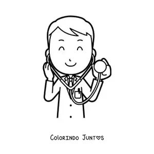 Desenho para colorir de medico auscultando
