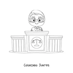 Desenho para colorir de juiz kawaii