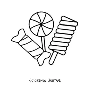 Desenho para colorir de pirulitos e balas