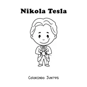 Desenho para colorir de Nikola Tesla kawaii
