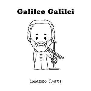 Desenho para colorir de Galileu Galilei kawaii