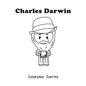 Desenho para colorir de Charles Darwin kawaii