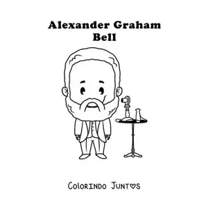 Desenho para colorir de Alexander Graham Bell kawaii