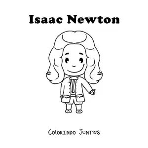 Desenho para colorir de Isaac Newton kawaii
