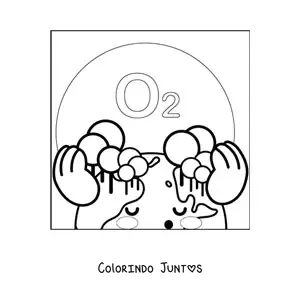 Desenho para colorir de planeta Terra kawaii com oxigenio na atmosfera