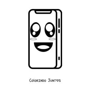 Desenho para colorir de smartphone kawaii fácil