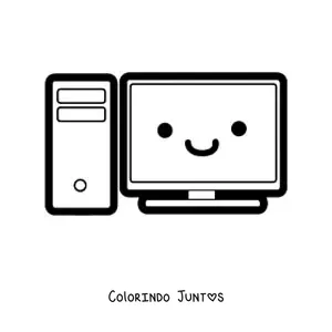 Desenho para colorir de computador kawaii