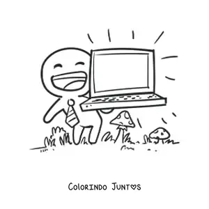 Desenho para colorir de homem com notebook