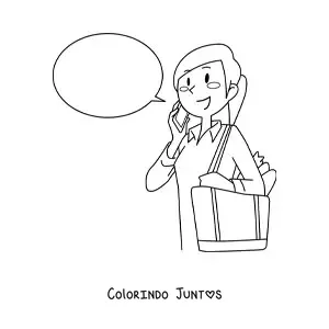 Desenho para colorir de mulher falando ao celular