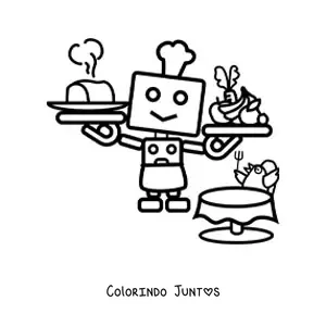 Desenho para colorir de robô cozinheiro