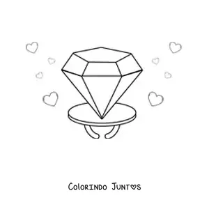 Desenho para colorir de um ring pop com coracoes ao fundo