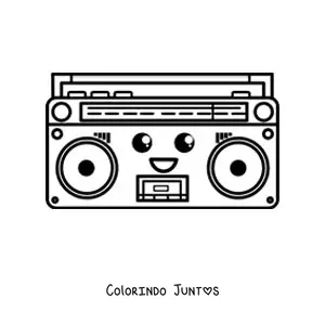 Desenho para colorir de rádio kawaii
