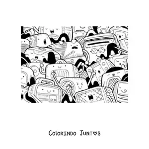 Desenho para colorir de rádios animados kawaii
