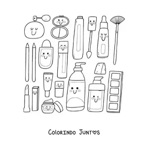 Desenho para colorir de maquiagem kawaii