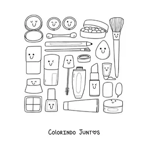 Desenho para colorir de coisas de maquiagem animadas