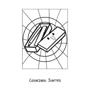 Desenho para colorir de material escolar kawaii