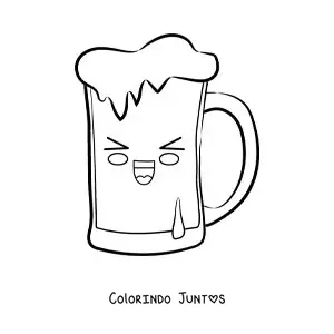 Desenho para colorir de copo animado com cerveja