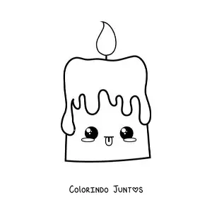 Desenho para colorir de vela kawaii acesa